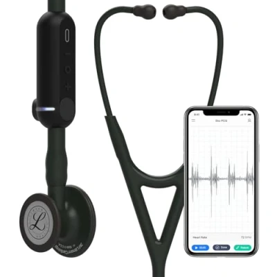 Image de 3M Littmann CORE Digital Stéthoscope Numérique CORE, Tubulure Noire, Black Edition, 69 cm, 8490