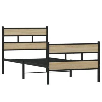 Afbeelding van vidaXL Bedframe zonder matras metaal sonoma eikenkleur 90x200 cm