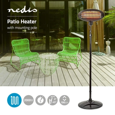 Afbeelding van Nedis Patio Verwarmer 2000 W 3 Warmte Standen Omvalpreventie IP34 Zwart