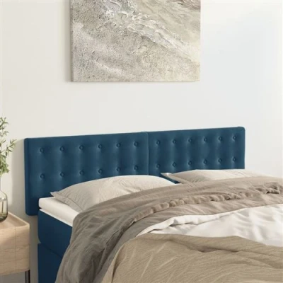 Afbeelding van Hoofdborden 2 st 72x5x78/88 cm fluweel donkerblauw