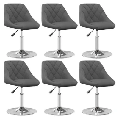 Afbeelding van vidaXL Eetkamerstoelen draaibaar 6 st fluweel donkergrijs