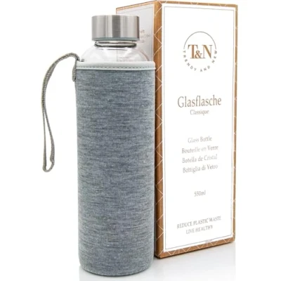 Afbeelding van glazen fles 1 liter / 750ml 500ml drinkfles glas 1l met neopreen hoes waterfles 1000ml lekvrij gemaakt van dikker borosilicaatglas