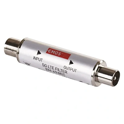 Afbeelding van EMOS LTE/4G/5G blokkeerfilter, doorgangsbereik tot 694 MHz, DC doorgang, 1,6 x 6,8 cm, coaxiale aansluiting