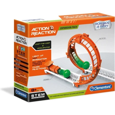 Afbeelding van Clementoni Actie &amp; Reactie Looping, uitbreidingsset constructiespeelgoed, knikkerbaan, bouwset voor kinderen