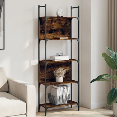 Afbeelding van Boekenkast 5 laags 60,5x24x166,5 cm bewerkt hout gerookt eiken