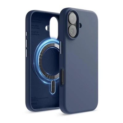 Afbeelding van elago Magnetische siliconen hoes, compatibel met iPhone 16 (6,1 inch), alle MagSafe accessoires, geïntegreerde magneten, zacht handvat, schokbestendig