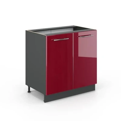 Afbeelding van Vicco Wastafelkast Fame Line, Bordeauxrode hoogglans/Grijs, 80 cm met legplank, zonder werkblad