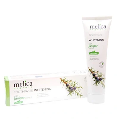 Afbeelding van MELICA ORGANIC Biologisch 98% Natuurlijke WHITENING Juniper JENEVERBESSEN BIO TANDPASTA met XYLITOL en KALIDENT voor witte tanden zonder Fluoride, SLS, SLES, parabenen 100ml
