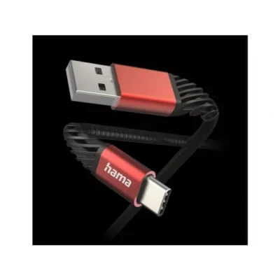 Afbeelding van Hama Extreme USB C naar A Kabel Oplaadkabel geschikt voor iPhone / Samsung Dupont Kevlar nylon materiaal 3A 2.0 480Mbps 150cm Zwart/Rood