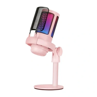 Afbeelding van MARSGAMING MMIC SE, professionele ARGB studiomicrofoon, ADC Ultra High Definition, 196 kHz, 24 bit, anti shock ondersteuning + metalen pop mesh filter, volume en mute bediening, roze