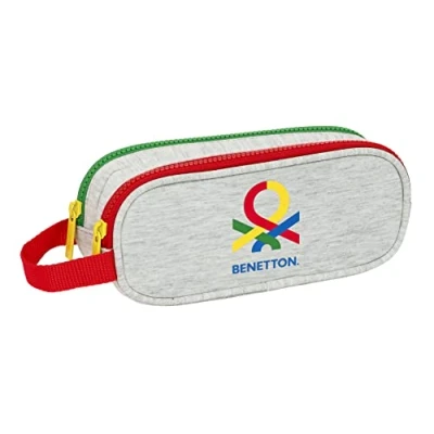 Afbeelding van Pennenetui met 2 vakken Benetton Pop Grijs (21 x 8 6 cm)