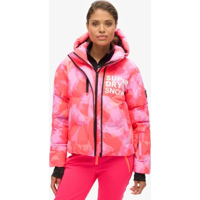 Afbeelding van Superdry Hooded SKI BOXY Puffer Winterjas, Dames, Maat: 40, Hyper fire pink