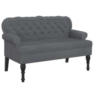 Image de vidaXL Banc avec dossier gris foncé 119,5x64,5x75 cm velours372157