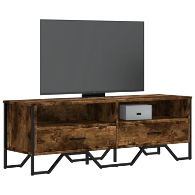 Afbeelding van Tv meubel 122x34x41 cm bewerkt hout gerookt eikenkleurig