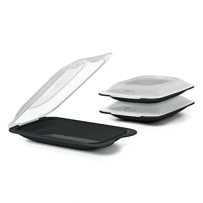 Afbeelding van TATAY Set van 3 verse mini vleeswarendozen, BPA vrij, herbruikbaar, stapelbaar, vaatwasser en magnetronbestendig, kleur zwart, afmetingen 12 x 3,1 18 cm