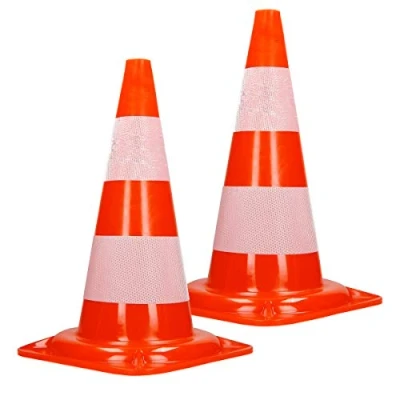 Afbeelding van Set van 2 verkeerskegels waarschuwingskegels 47 cm oranje/wit