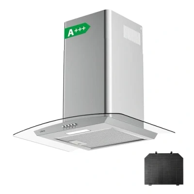 Afbeelding van CIARRA CBCS6506B 60cm Gebogen Glazen Afzuigkap RVS inclusief set koolstoffilters 650m3 energieklasse A++