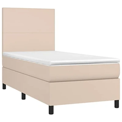 Afbeelding van vidaXL Boxspring met matras kunstleer cappuccinokleurig 90x200 cm