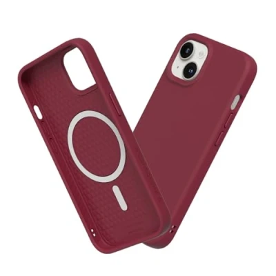 Afbeelding van RHINOSHIELD Hoesje compatibel met [iPhone 13/14] SolidSuit Magsafe dunne hoes schokabsorberende technologie en premium matte afwerking bordeauxrood