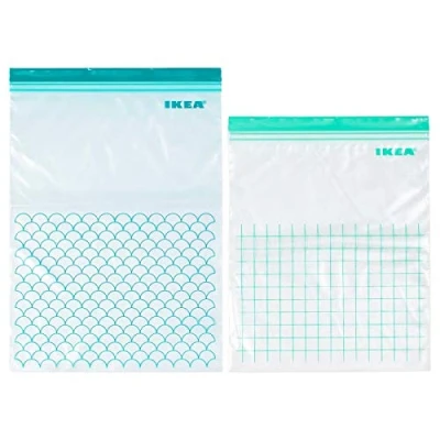 Afbeelding van Hersluitbare zakken, turquoise, licht 30 stuks, polyethyleen plastic materialen, bevat: 15 zakken van 6 liter (28,5 x 41 cm) en 4,5 (27 34 cm). (1)