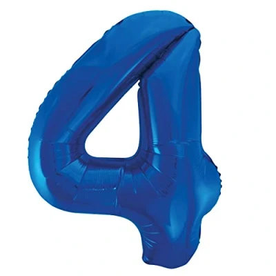 Afbeelding van Unique Party Reuze folieballon, nummer 4, blauw 86 cm
