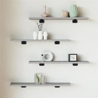 Afbeelding van Wandschappen 4 st 60x10x1,5 cm bewerkt hout grijs sonoma eiken