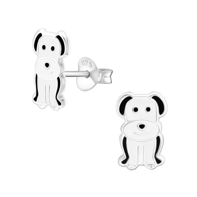 Afbeelding van Zilveren kinderoorbellen lachende hondje Hond Oorknopjes Meisje Zilver Zilverana Sterling 925 Silver