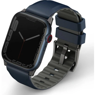 Afbeelding van Uniq Linus AiroSoft™ Siliconen bandje voor de Apple Watch 1 / 2 3 4 5 6 7 8 9 SE Ultra (2) 42 44 45 49 mm Nautical Bleu