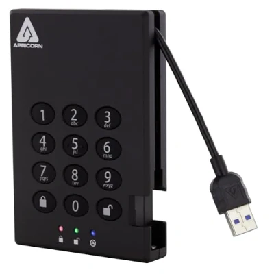 Afbeelding van Apricorn Aegis hangslot A25 3PL256 500 (0.50 TB), Externe harde schijf, Zwart