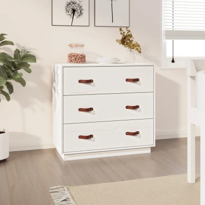Afbeelding van Dressoir 80x40x75 cm massief grenenhout wit