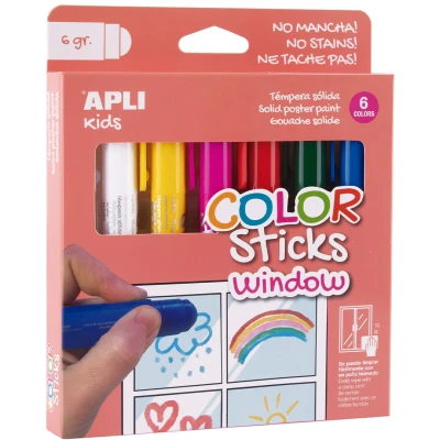 Afbeelding van Apli kids verfstiften voor op glas 6st