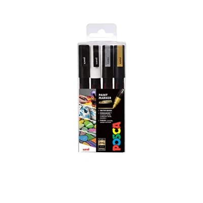 Afbeelding van Posca 153544851 verfmarker met inkt op waterbasis en ronde punt, 1,5 mm, 4 stuks