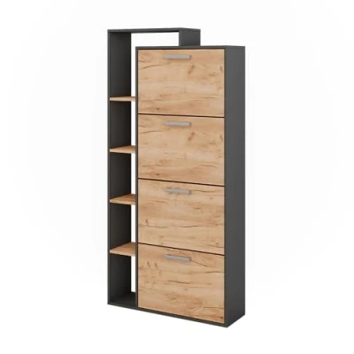 Afbeelding van Vicco Orlando schoenenkast Goldkraft eiken/antraciet, 80 x 166,1 cm, met 4 vakken