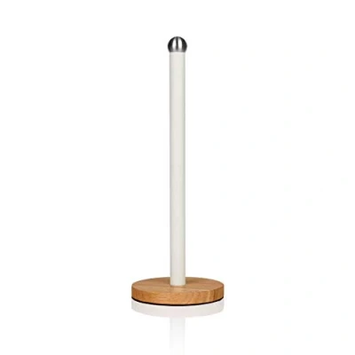 Afbeelding van Swan SWKA17511WHTN Nordic Scandi keukenrolhouder met antislip houten basis, wit katoen, staal, eenheidsmaat