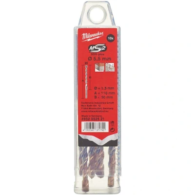 Afbeelding van MILWAUKEE 4932352521 SDS Plus M2 hamerboor 2 spiraals 5,5x110mm (10 st.)