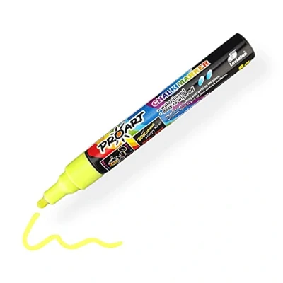 Afbeelding van LEVIATAN krijtstift Raamkrijtstiften Vloeibare Wasbare bordstift Glazen pen Ronde punt 2 3 mm geel, 1 stuk (1 stuk)
