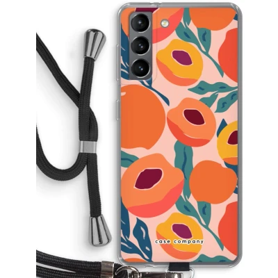 Afbeelding van Case Company® hoesje met Koord geschikt voor Samsung Galaxy S21 Perzik Telefoonhoesje Zwart Bescherming aan alle Kanten en Over de Schermrand