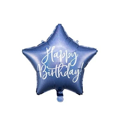 Afbeelding van Partydeco Folieballon Ster Happy Birthday navy blauw