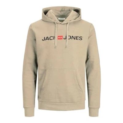 Afbeelding van JACK &amp; JONES Heren hoodie logo, beige (Crockery/Reg Fit), XXL, XXL