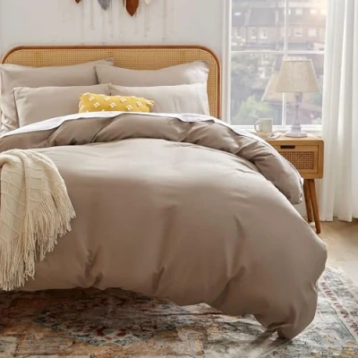 Afbeelding van Sonive Microvezel beddengoed taupe 200 x cm / 65 2