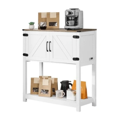 Image de VEVOR Meuble de bar à café 80 x 35 88 cm 3 niveaux avec portes magnétiques