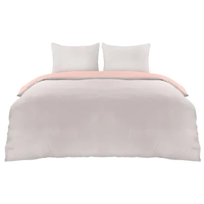Afbeelding van Utopia Bedding Dekbedovertrek Set Zachte Microvezel 200x200cm met Kussenslopen 80x80cm Beddengoed Roze En Grijs