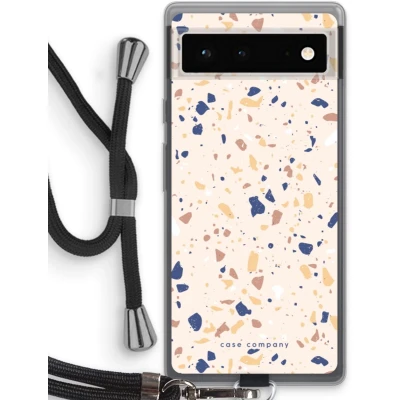 Afbeelding van Case Company® hoesje met Koord geschikt voor Google Pixel 6 Terrazzo N23 Telefoonhoesje Zwart Bescherming aan alle Kanten en Over de Schermrand