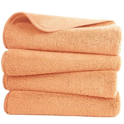 Afbeelding van POLYTE Set van 4, pluisvrije microvezel handdoeken, sneldrogend, 40 x 76 cm, oranje