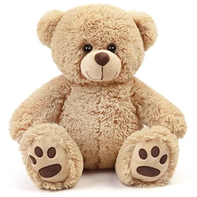 Afbeelding van LotFancy 43 cm teddybeer, pluche speelgoed, schattig dier speelgoed met vingerafdrukken, cadeau voor kinderen, meisjes, vriendin, verjaardag, melk koffie