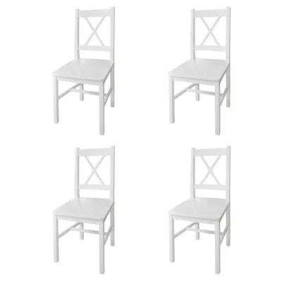 Image de vidaXL Chaises à manger lot de 4 blanc bois pin241511