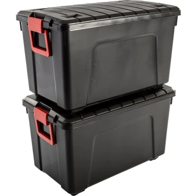Afbeelding van IRIS Store It All Opbergbox 110L Kunststof Zwart Set van 2