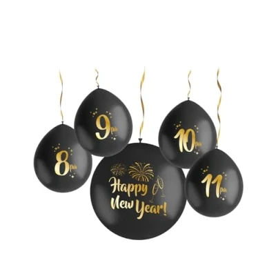 Afbeelding van Folat Set countdown ballonnen BlackGold HNY 33 cm en 61 5 stuks