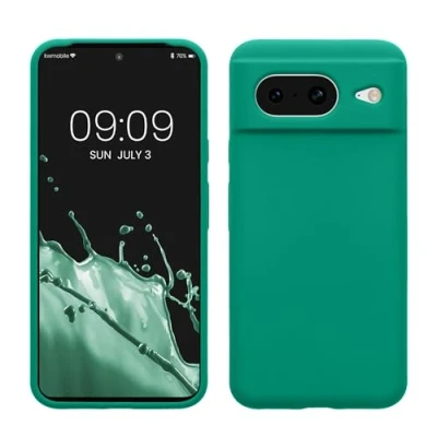 Afbeelding van kwmobile telefoonhoesje geschikt voor Google Pixel 8 Hoesje met siliconen coating Smartphone case in smaragdgroen