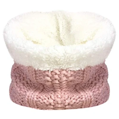 Afbeelding van TOSKATOK Thermische warme comfortabele fleece met gevoerde nek warmer, Snood sjaal muts, set voor meisjes, winterkleding ribbels, één maat